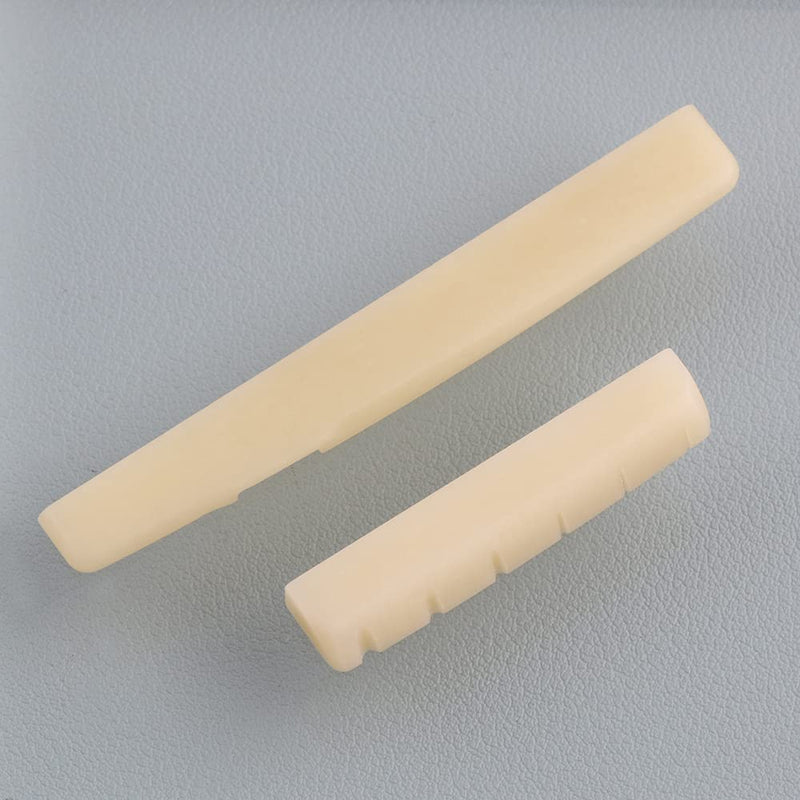 Unbleached Acoustic Guitar Bone Nut & Saddle Set Compatible with YMH FG Acoustic Guitar 43mm / 75mm