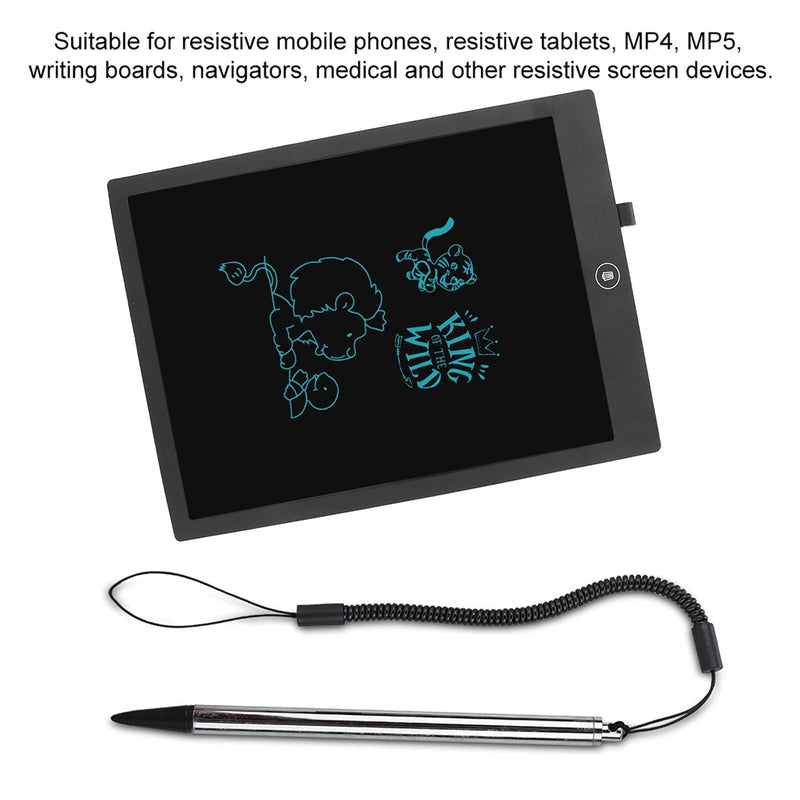 Touch Pen with Spring Rope, Resistive Touch Screen Painting Pen Resistive Stylus Hard-tip Pen with Anti-Lost Spring Rope, for POS, PDA, Car Navigator(Silver) Silver