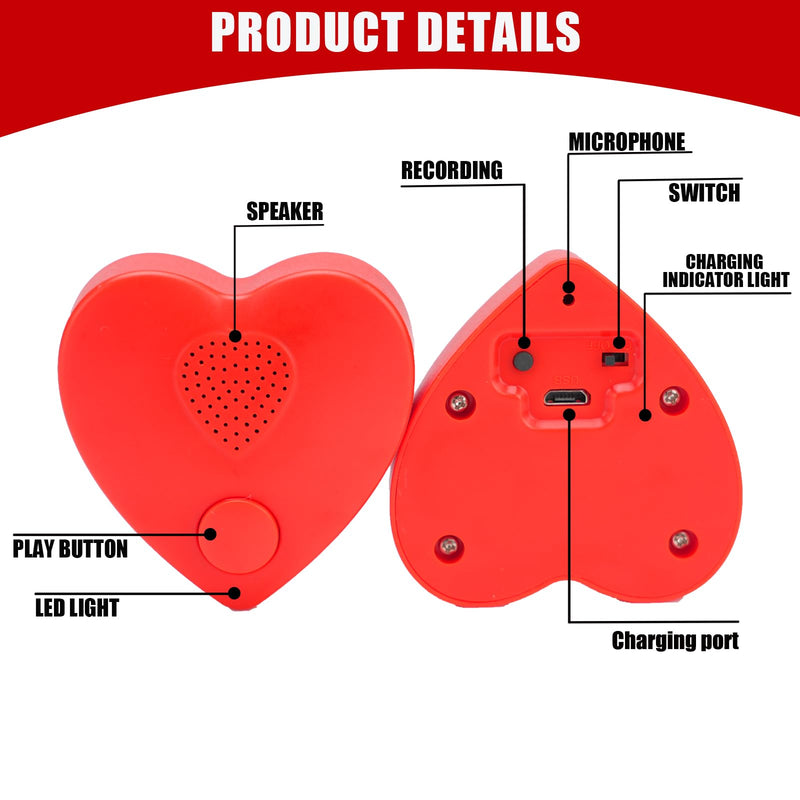 Voice Recorder,350s Voice Box for Recordable Gifts Button Sound Box for Stuffed Animals, Mother's day Valentine Christmas Plush Toy & Manual DIY Creative Sound Gifts for Boys, Girls (Red) XINR11-Only Record