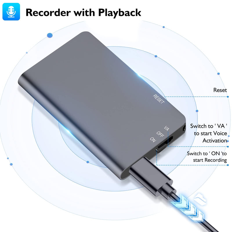 64GB Magnetic Digital Voice Recorder - 768Hrs Recording Storage Voice Activated Recorder, Audio Recorder with Playback for Lectures Meetings, Noise Reduction Rechargeable