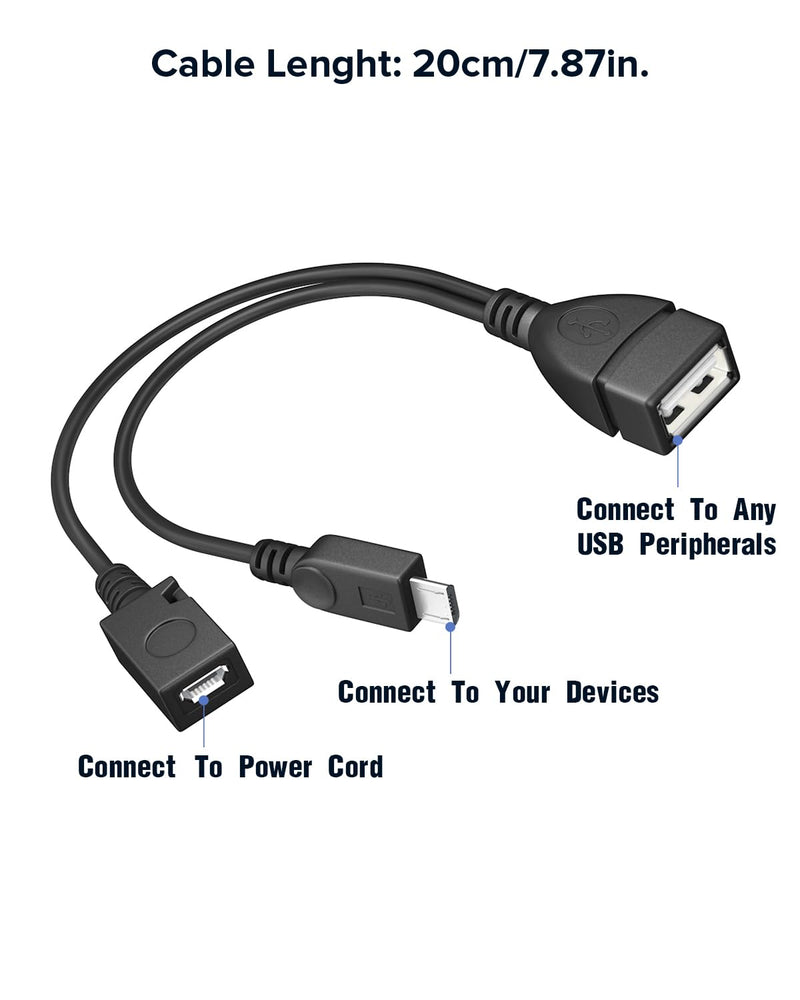 ANDTOBO 2-in-1 Micro USB (OTG Cable with Power) Adapter Replacement for Fire Stick 4K /Host Devices/Playstation Classic etc- 2 Pack