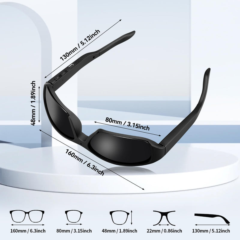 Smart Video 1080p Camera Glasses for Men - Outdoor HD UV Protective Polarized Lenses Recording Sunglasses for Cycling Sports, Traveling, Driving (Include 32G Memory Card)
