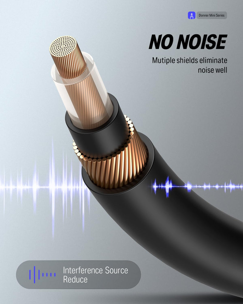 Donner Guitar Patch Cables Right Angle 12 Inch 30cm 1/4 Instrument Cables for Effect Pedals 6 Pack Professional