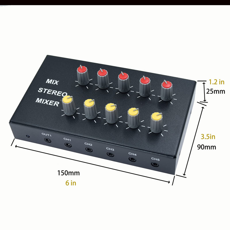 [AUSTRALIA] - audio mixer Powered 10 Channels input 2 output Mini Audio Mix with 3.5mm Stereo for Broadcasting, Podcasting, Streaming,phone Recording and PC Gaming mixing mix102 