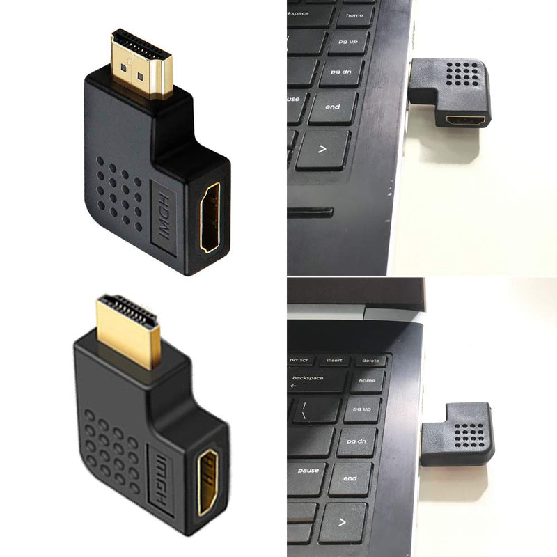 6Pack 3D and 4K HDMI Angled Adapter Combo 4 Pcs 90 and 270 Degree 2 Pcs Vertical Flat Left and Right 90 Degree Male to Female HDMI Adapter TV Connector