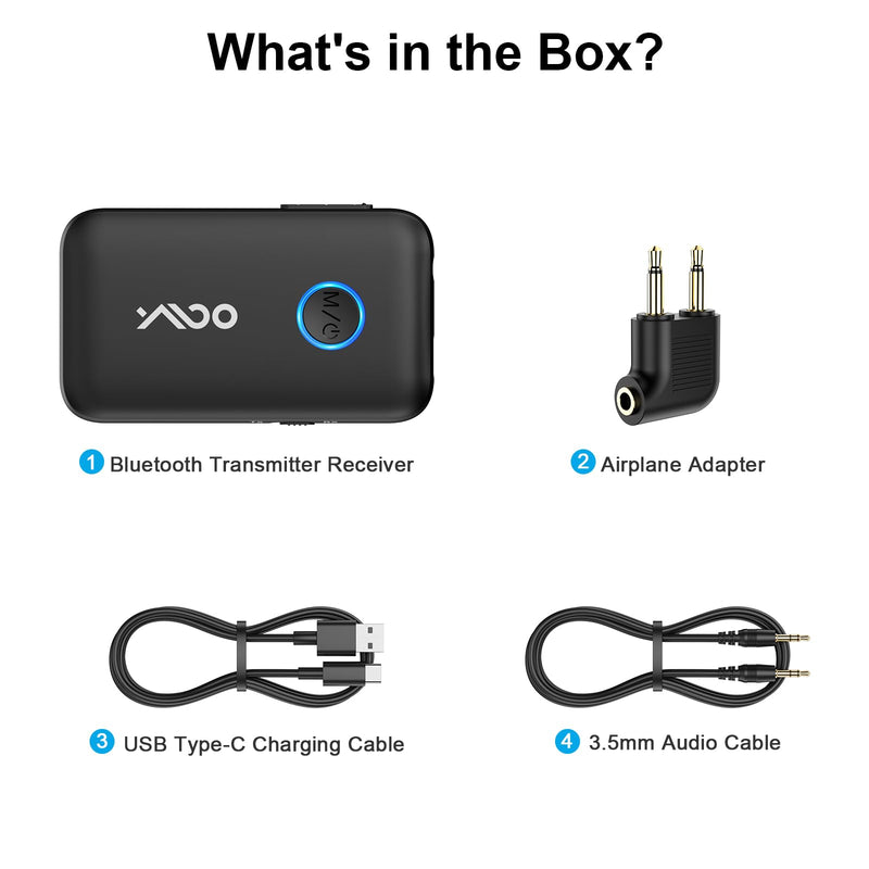 [AUSTRALIA] - YMOO Airplane Bluetooth Adapter for AirPods, Bluetooth Transmitter Receiver for TV, with aptX Adaptive & Low Latency, 3.5mm Aux Wireless Audio Adapter for 2 Headphones, Airplane Travel Essentials 