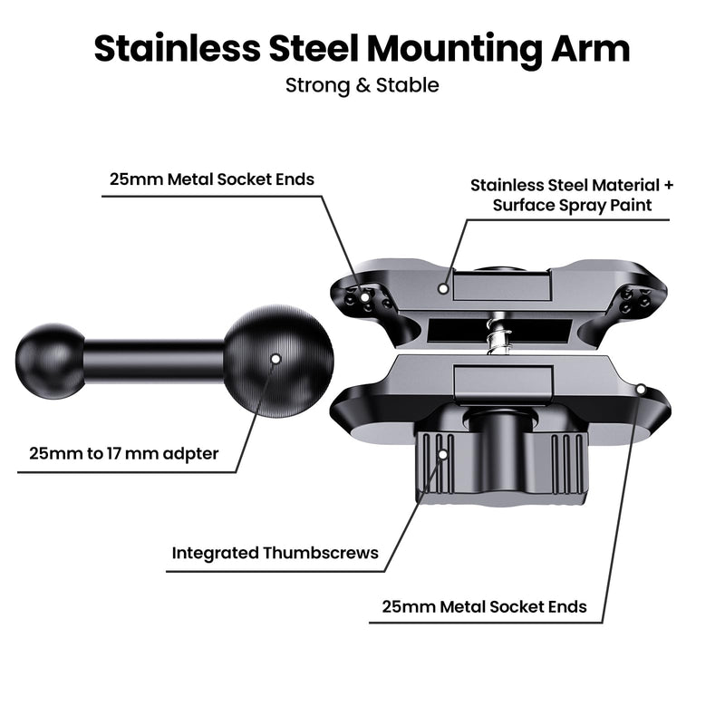 Metal Dashboard Phone Mount for RAM 2013-2018 1500 2500 3500 &2019+ Classic | All Aluminum Build | No Drilling | Easy Install | 360-Degree Swivel | Quick Release Clamp | Holds 4-7 Inch Phones | Stable Universal Mount