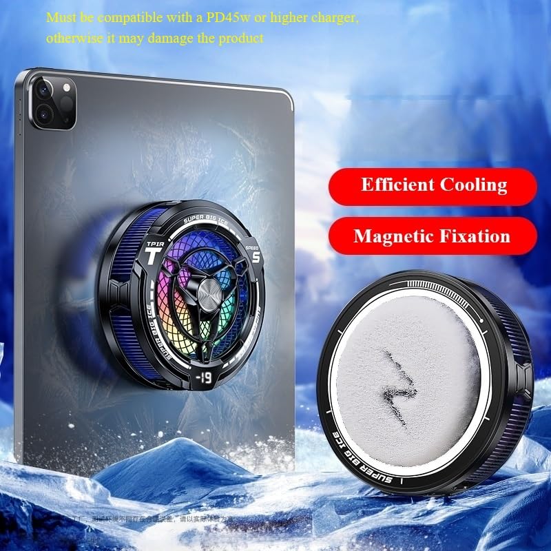 FS12 40W Semiconductor Tablet Cooler Large Area Powerful Cooling Magnetic RGB Cooler Radiator for Pad/Gaming
