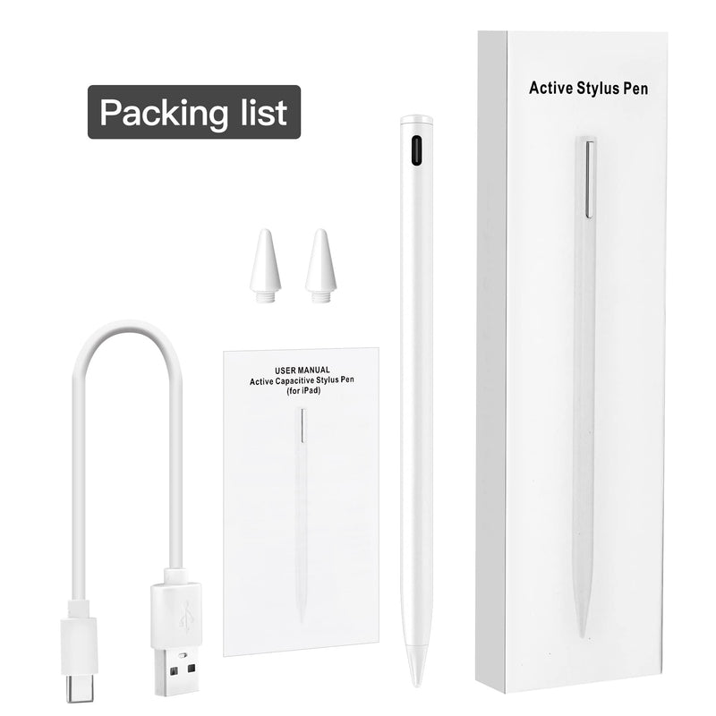 Stylus Pen Compatible for iPad (2018 and Later) ,Palm Rejection, Compatible with iPad Pro 11&12.9 Inch,iPad Air (3rd/4th/5th),iPad Mini(5/6th),iPad(6/7/8/9th),Tilting Detection (White) White