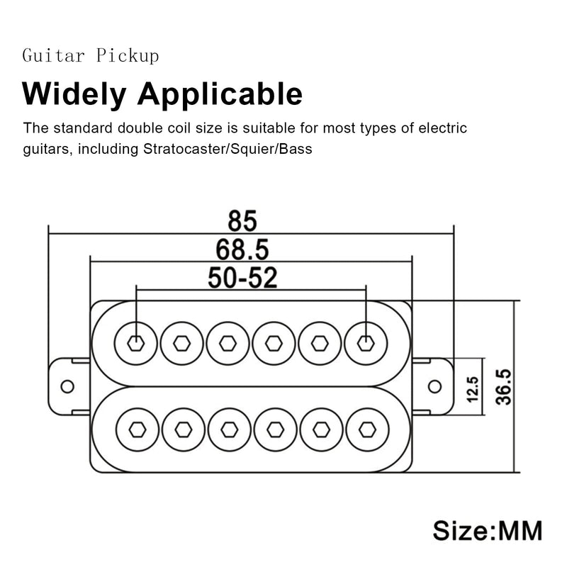 SAPHUE Adjustable Metal Double Coil Electric Guitar Pickups Humbucker Punk Neck/Bridge Pickup (Black) Black