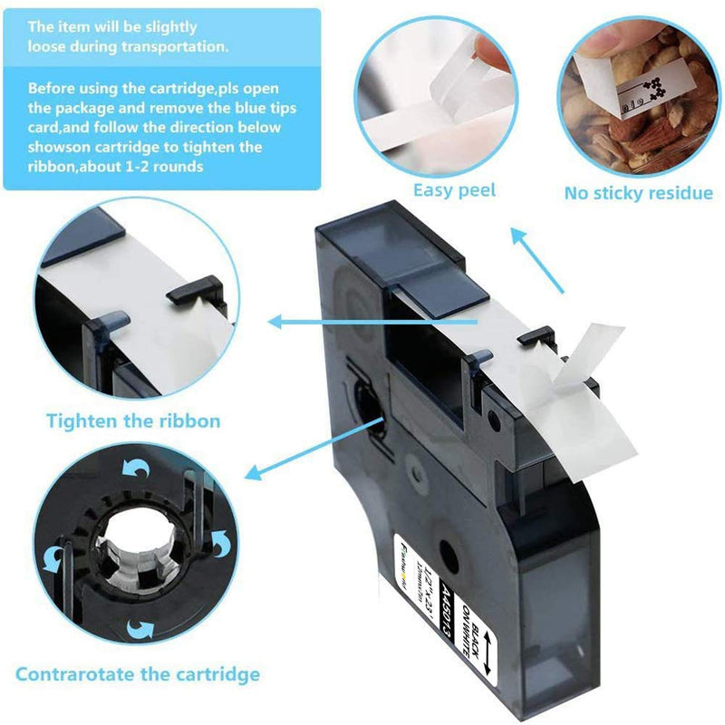 [AUSTRALIA] - Freshworld Compatible Tape Replacement for Dymo D1 Labels Tape 45013 S0720530 Refill, Black on White,1/2 Inch x 23 Ft, Labeling Tape for Dymo LabelManager PnP 160 360D 280 420P 450 Duo Label Maker,3P 3 