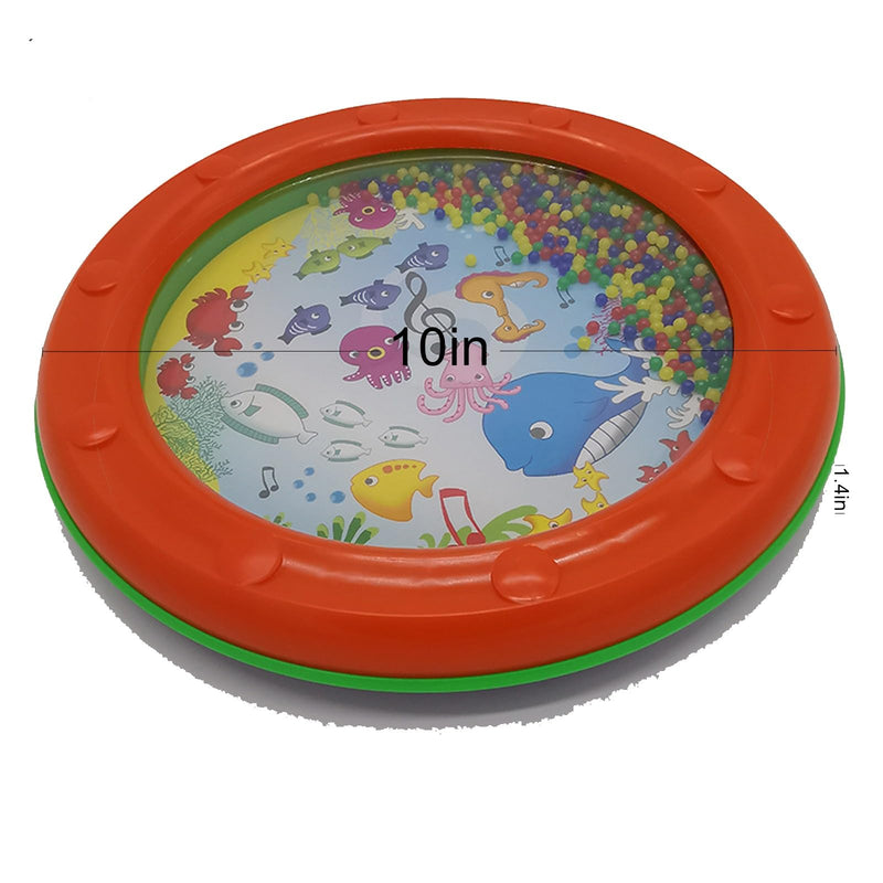 Ocean Drum Wave Bead Drum Gentle Sea Sound Music Gift Educational Tool Percussion Instruments Drum，10 Inch Fish Graphic Sea Drum (1 Pcs) 1 Pcs