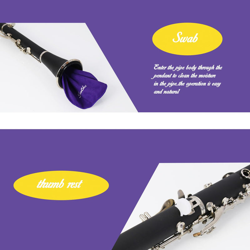 [AUSTRALIA] - Clarinet Cleaning Kit, Clarinet and Saxophone Care Kit, Key Oil, Cork Grease, Cotton Swabs, Cleaning Cloth, Thumb Rest, Mouthpiece Brush, Screwdriver... 