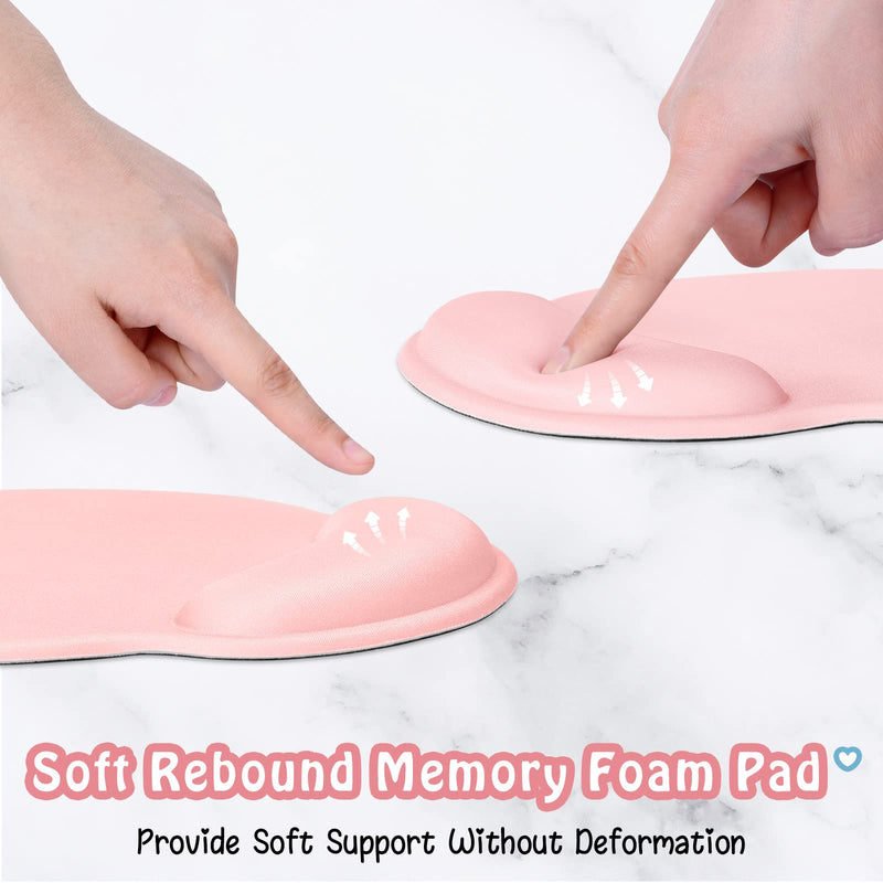Hsurbtra Ergonomic Mouse Pad with Wrist Rest Support, Gel Mouse Pads with Non-Slip PU Base, Pain Relief Memory Foam Mousepad for Laptop PC, Cute Office Supplies Desk Decro Accessories Pink Large