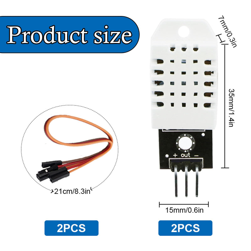 Pack of 2 Compatible with Temperature and Humidity Sensor 3V-5.5V with Board and 2 Cables, Temperature Sensor Compatible with Arduino and Raspberry Pi for DIY Microelectronics Projects