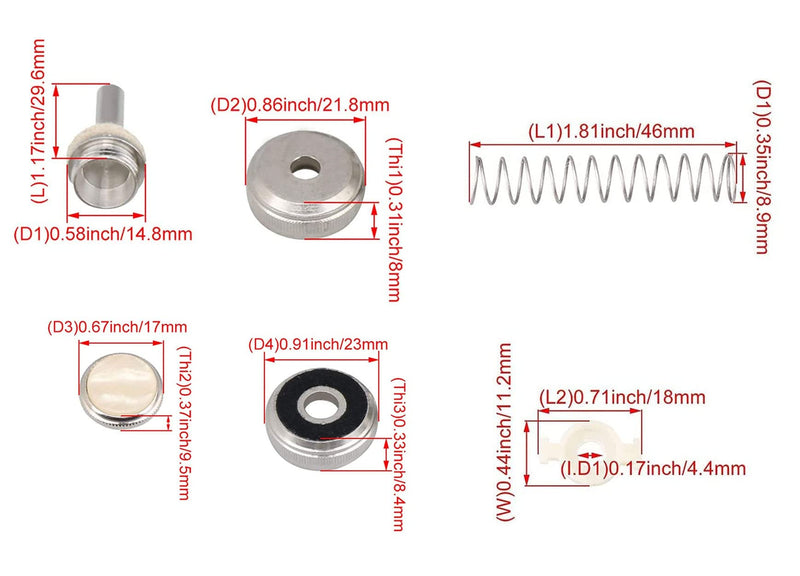 Trumpet Valve Sytem Replacement Parts include Trumpets Finger Buttons Valve Cap Piston Guides Spring Felt Washer Musical Instruments Accessories Set of 24pcs Gold