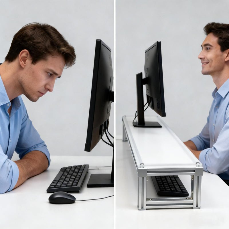 Monitor Stand Riser Acrylic Aluminum, Heavy Duty Ergonomic Screen Stand with Under Desk Storage, Neck Pain Relief Desk Organizer for Laptop PC iMac Home Office & Gaming Silver 23.62X7.87X4.13IN