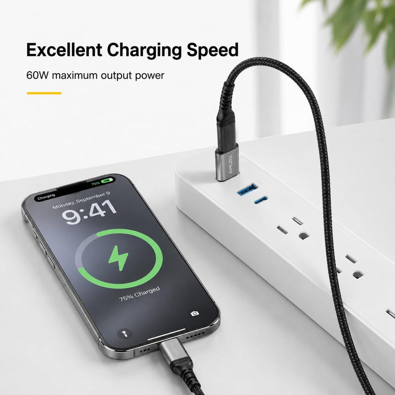 USB to USB C Adapter 2 Pack, 3.2 USB C Female to USB A Male OTG Adapter, USB 2.0 480Mbps Charging & Data Sync for Apple, Samsung Galaxy, Google Pixel and USB-C Devices