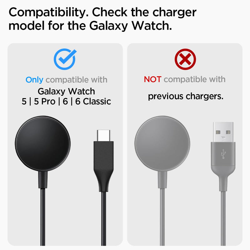 Spigen Rugged Armor Pro Case with Band and S353 Charger Stand Designed for Samsung Galaxy Watch 6 Classic 47mm - Black