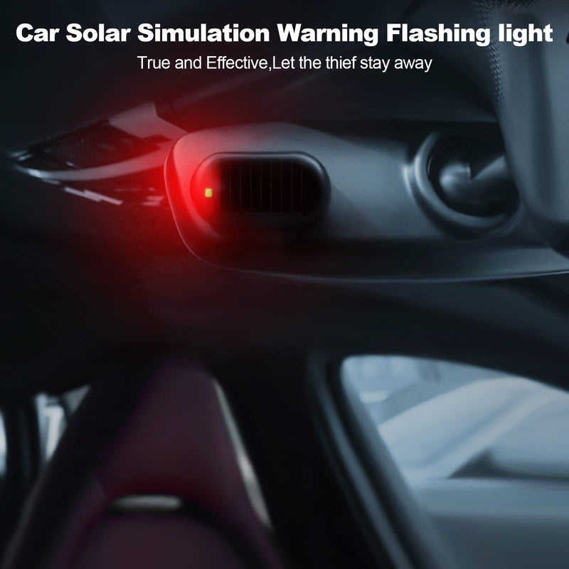 Car Solar Power Simulated Dummy Alarm，Anti-Theft LED Flashing Security Light Fake lamp，with USB Charger Port，car Security Accessories Universal for Most Cars(2pcs Red) 2pcs Red