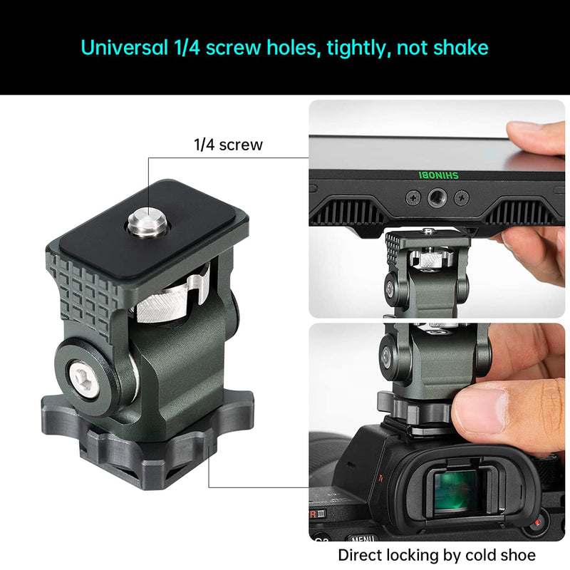 Camera Monitor Mount with Cold Shoe 1/4 Screw for 5" & 7" Monitor, 360°Swivel and 176° Tilt Field Mount Holder for LED Lights, Flash, Microphone, Video Shooting Photography Accessories