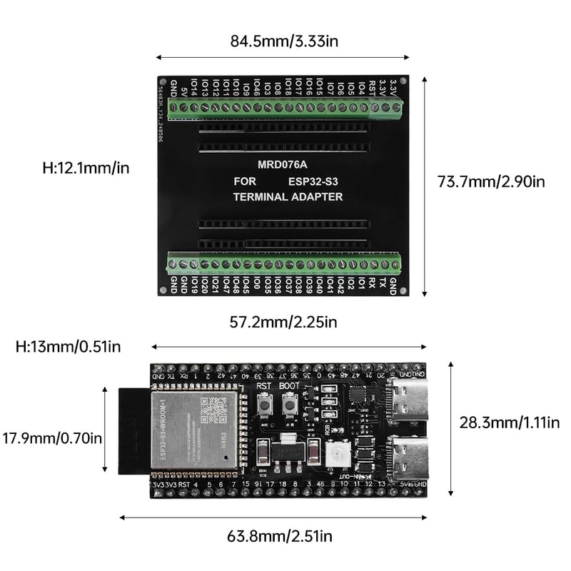 [AUSTRALIA] - Pack of 2 for ESP32 Expansion Board, 1 in 2 Microcontroller Development Board Compatible with 44Pin for ESP32 S3 N8R2 N16R8 Development Board 2 x expansion board 
