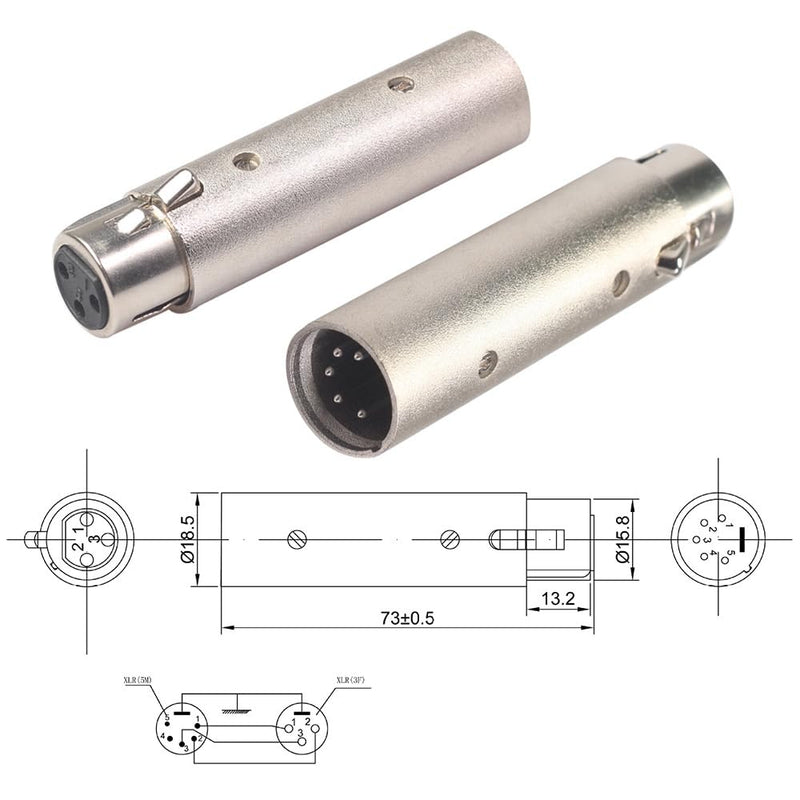 [AUSTRALIA] - XLR Adapter Convert 3 Pin Male DMX into 5 Pin Female DMX for Lighting Interface Controller Compatible with Enttec DMX USB Pro 70304 Lighting Interface,ODE Mk3/Mk2 D-Split 