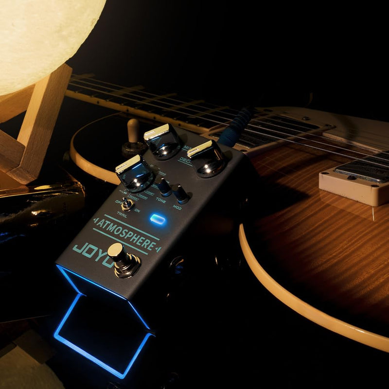 JOYO Reverb Pedal 9 Digital Reverb Types with Modulation and Trail Function for Electric Guitar Effect (Atmosphere R-14) Reverb,Modulation Blue Gray