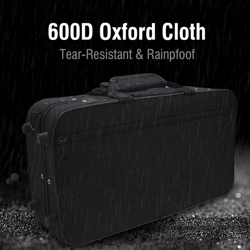 Black Clarinet Case Clarinet Gig Bag Waterproof Oxford Fabric Clarinet Storage Bag with Detachable Adjustable Strap