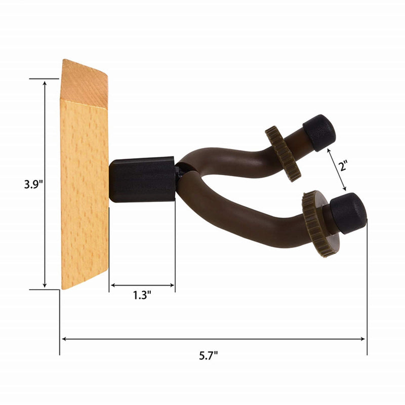 Guitar Hanger Wall Mount 6 Pack, Hardwood Guitar Wall Hangers Hooks Holder Stand Display with Screws - Easy to Install - Fits Bass, Mandolin, Banjo
