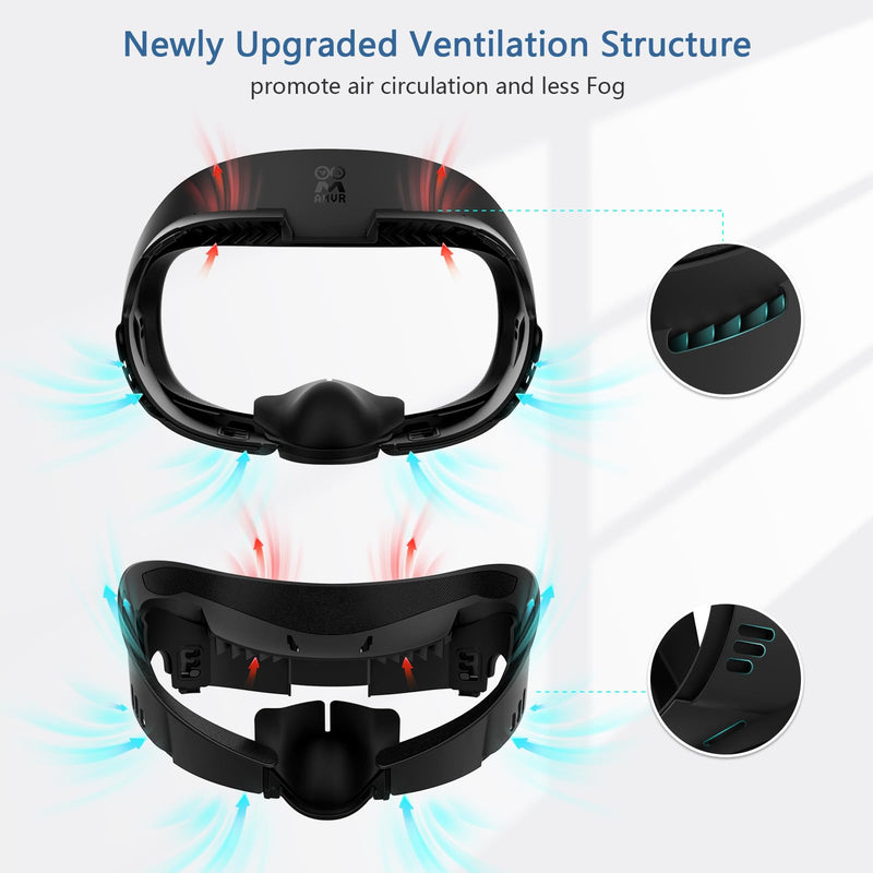 AMVR Face Cover Pad Facial Interface Compatible with Meta/Oculus Quest 3 Accessories,with Soft PU Face Cushion Pad Replacement for Quest 3 and Breathable Ice Silk Cotton(Not for Official Charger Dock) Facial Interface with Ice Silk and PU Pad
