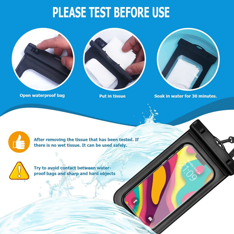6 pcs Waterproof Phone Pouch Universal Phone Waterproof Case Compatible for iPhone 11 13 12 Max Pro XS Samsung Galaxy s22 s10 Up to 6.9", IPX8 Plastic Cell Phone Dry Bags multi color 1