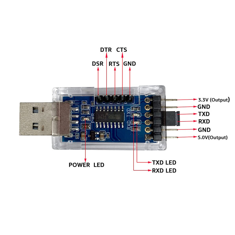 DSD TECH SH-U07B USB to TTL Adatper with CH340C Chip (2PCS)