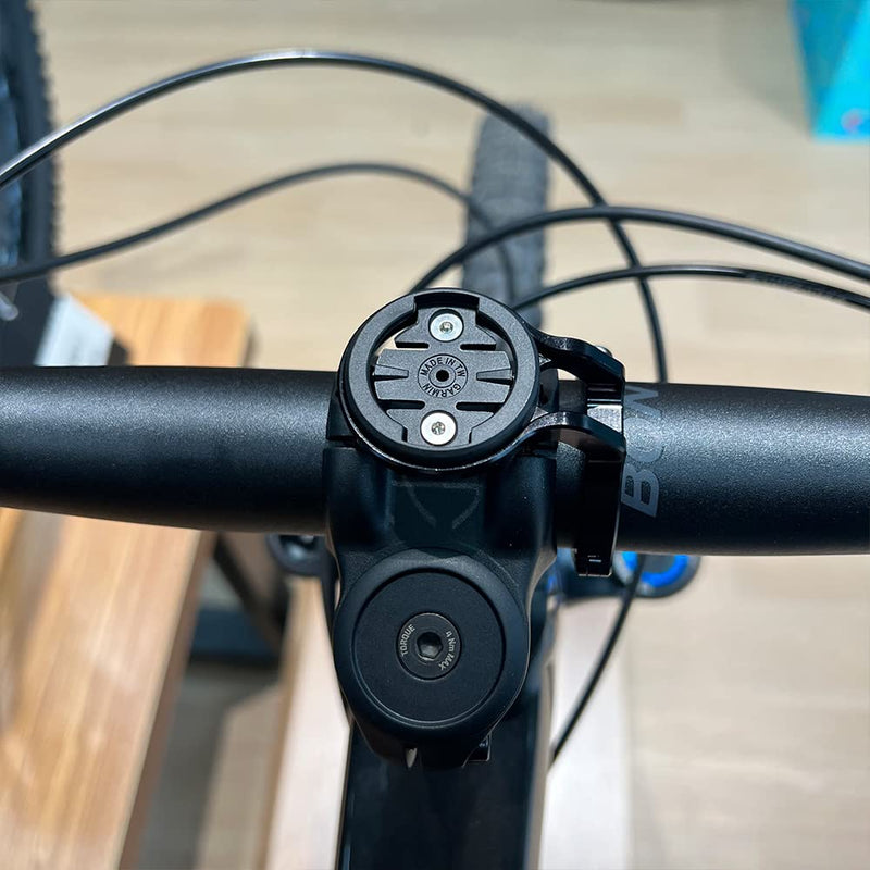 Mountain Bike Mount for Garmin Edge Wahoo Elemnt Bryton Rider Stages Dash Hammerhead Karoo, Bike Stem Mount for Handlebar 35mm(Black)