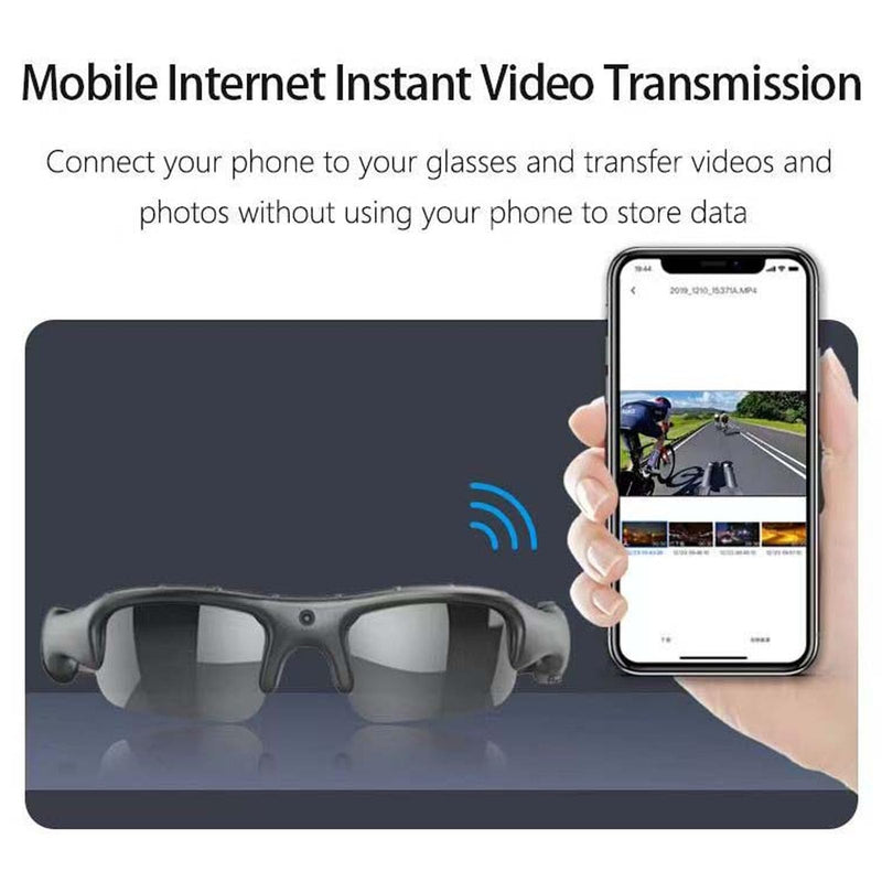 XUMIUZIY Smart Glasses with Camera, 1080P HD WiFi Video Recording Glasses, Bluetooth Audio Polarized Sunglasses, 140 Wide Angle Lens, Photo Taking,for Sports, Travel