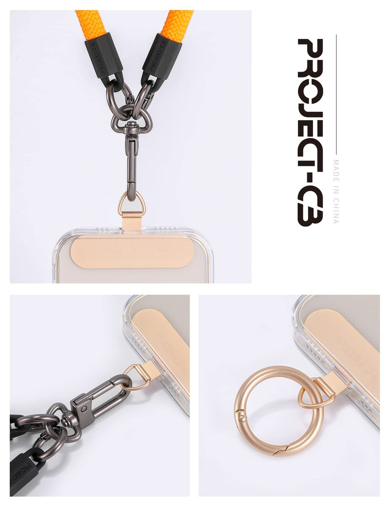 project-cb Phone Tether Tab ×1,Spring Ring ×1,Metal Patch,Universal Phone Lanyard Patch Without Adhesive,Phone Strap Replacement Part for Cell Phone (Gold) Gold