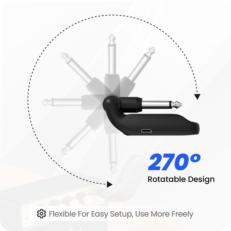 Fesley 2.4GHz Wireless Guitar System: Better Audio Resolution, One-Click Auto-Matching, 10-Hour Battery Rechargeable Audio Digital Wireless Guitar Transmitter Receiver for Bass Electric Instruments
