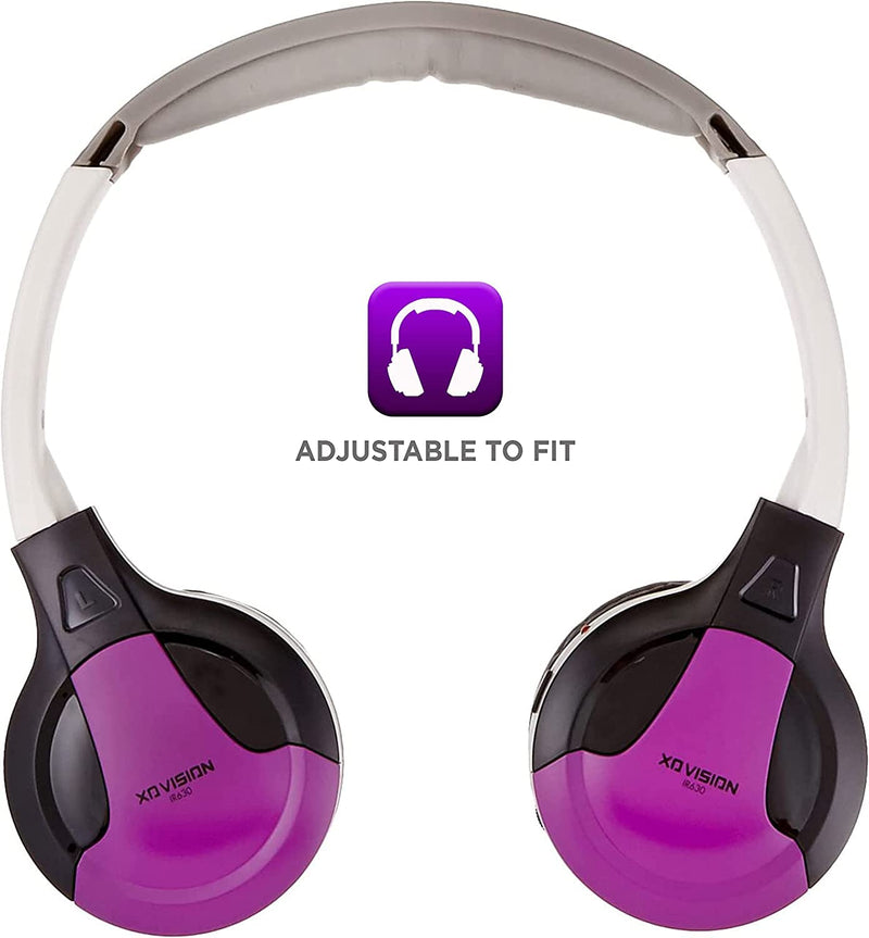 IR630PR Universal IR Wireless Foldable Headphones - Purple Wireless Bluetooth-Enabled Lightweight Portable for iPhone, Car, Kids Wireless Headphones for Universal Car Entertainment System