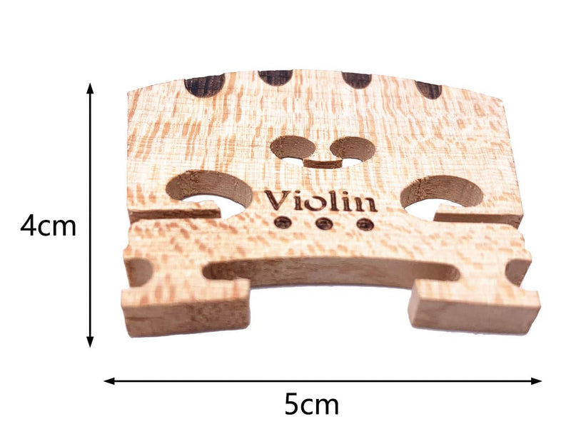 2pcs Violin Bridge 4/4 Full Size Fine Grade Maple Violin Parts Music Instrument Replacement with G-D-A-E String U-Groove Wood- 4 U-Groove