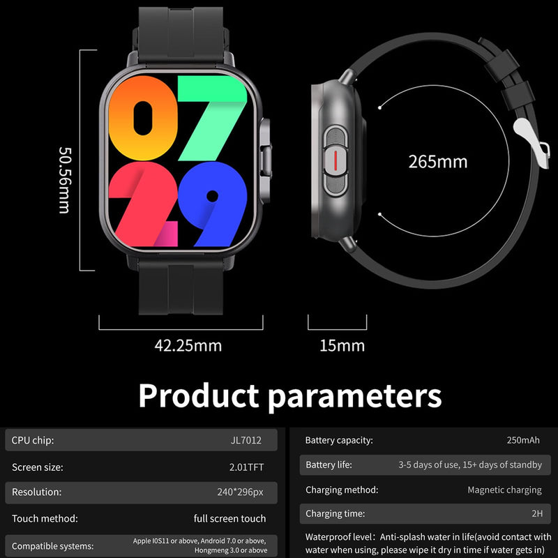 Smart Watch with Earbuds, 2.01" HD Screen Fitness Watch, 2 in 1 Smartwatch with 100+ Sport Modes Fitness Tracker, Sleep/Heart Rate/Monitor Pedometer for iOS & Android, Black