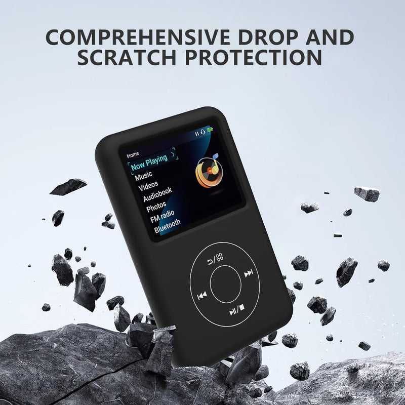 Silicone Case for innioasis Y1 Mp3 Player, Soft Anti-Scratch Cover with Screen Protector, Slim Lightweight Full-Body Protection -Black black