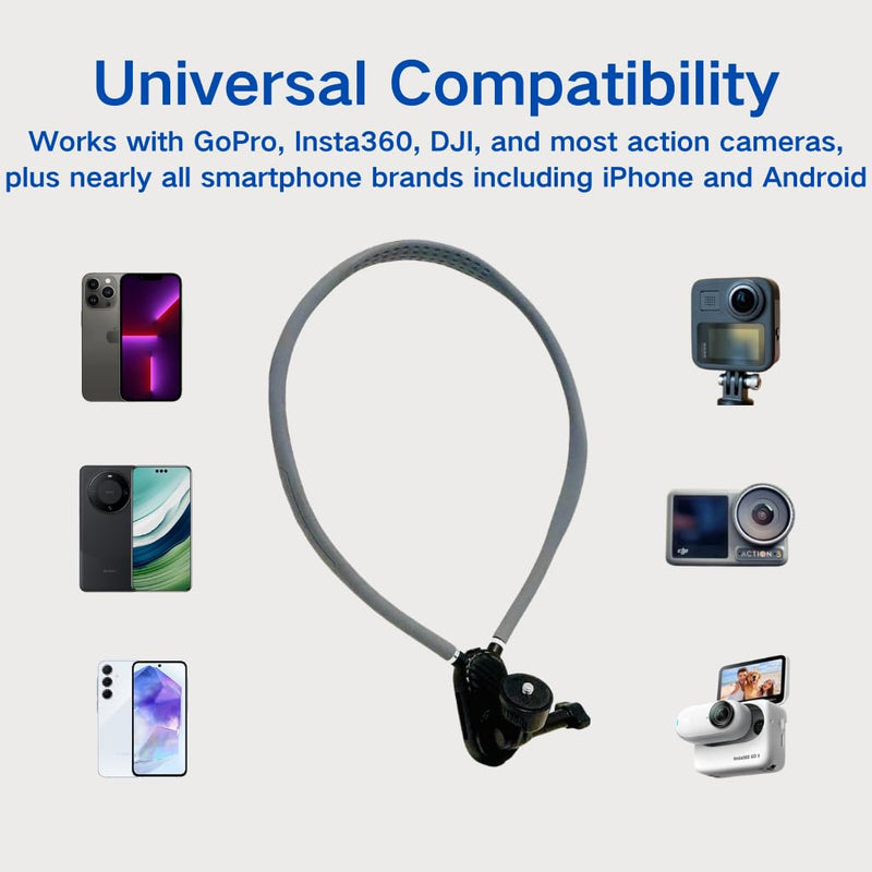 Neck Phone Holder, Neck Phone Holder for Recording, POV Phone Holder, Neck Mount Phone Holder, iPhone Neck Holder Hands Free, Around The Neck Holder for Smartphones and Cameras for Recording