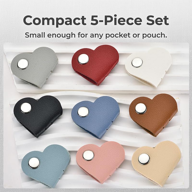 5 PCS Heart-Shaped Cord Organizer - Cable Management Ties for Earphones and Charger Cables - Tangle-Free Wire Winder for Travel and Home