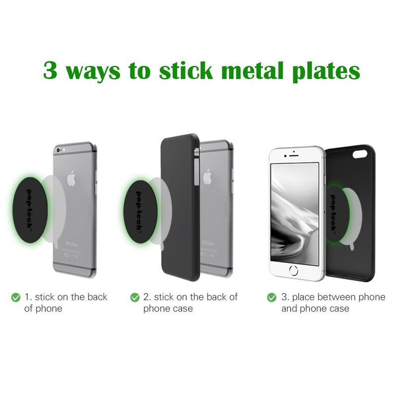 Metal Plate for Phone Magnet, 10 Pack Replacement Magnet Disc Magic Mount Plate with Adhesive Backing for Magnetic Car Holder Cradle Stand (Dashboard/Vent/CD Slot/Windshield)- Rectangle & Round Black