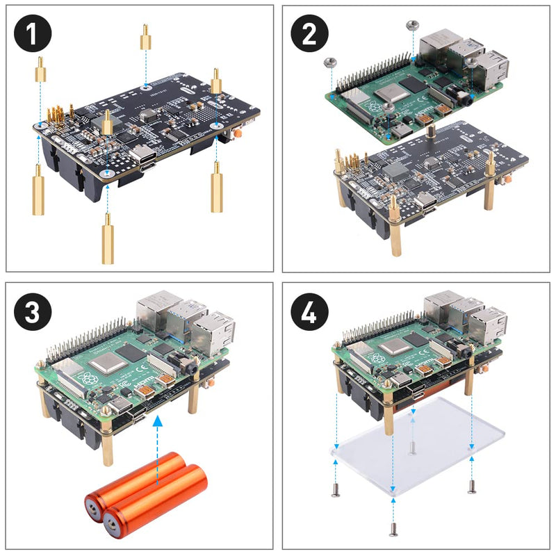 GeeekPi Raspberry Pi UPS V5 Power Supply Uninterruptible UPS HAT,Support 18650 Battery Charger Power Bank Power Management Expansion Board 5V for Raspberry Pi 4B/3B+/3B/2B/B+/B/A+/A