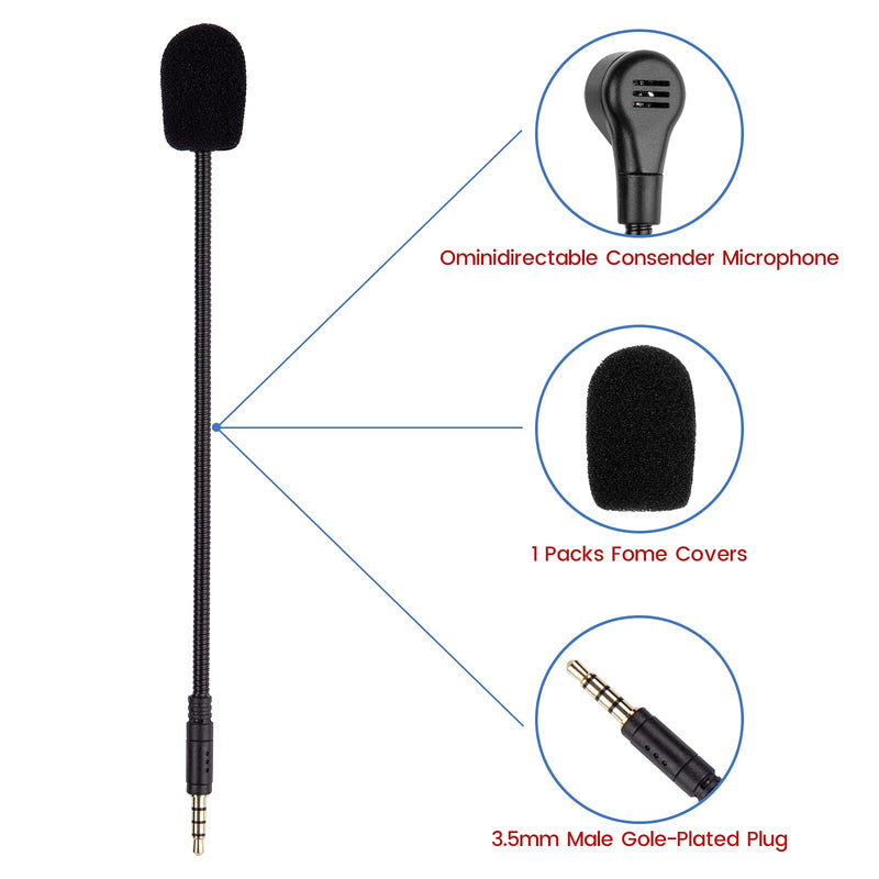Microphone Replacement for Razer Kaira Pro Wireless Gaming Headset, Omnidirectional Detachable Mic Boom Works on Xbox One, Xbox Series X & S, PS5, PS4, PC, Mac