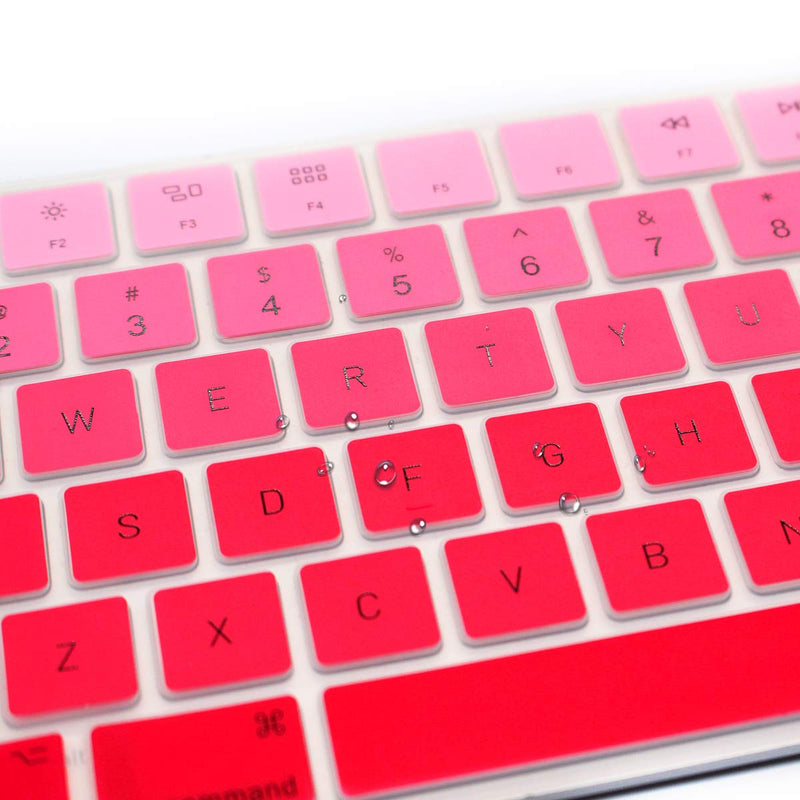 WYGCH Ultra Thin Silicone Full Size Wireless Numeric Keyboard Cover Skin for Mac 2017 Latest Magic Keyboard with Numeric Keypad MQ052LL/A A1843 US Layout,Ombre Red Ombre Red