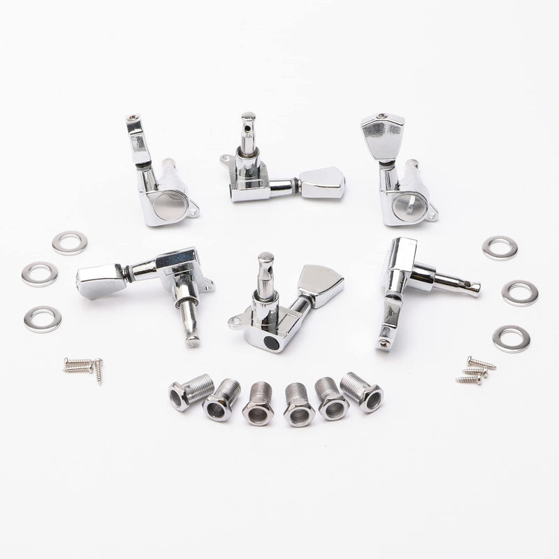 [AUSTRALIA] - Swhmc Silver 6 Strings Electric Guitar Tremolo Bridge Bar Kit,6R Sealed Gear Tuning Pegs Keys Machine Head with Neck Plate Reinforce Board for Strat Fender Guitar Replacement bridge and tuning pegs 