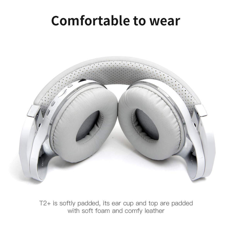 Bluedio T2 Plus Turbine Wireless Bluetooth Headphones with Mic/Micro SD Card Slot/FM Radio (White) White 186x85x200mm closed-back