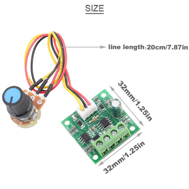 Youmile 4 pcs DC PWM Controller DC Motor Speed Controller module 1.8 V to 15 V 2A Rotary potentiometer Speed adjustment 1803BW B100K with screwdriver DC 1.8V~15V